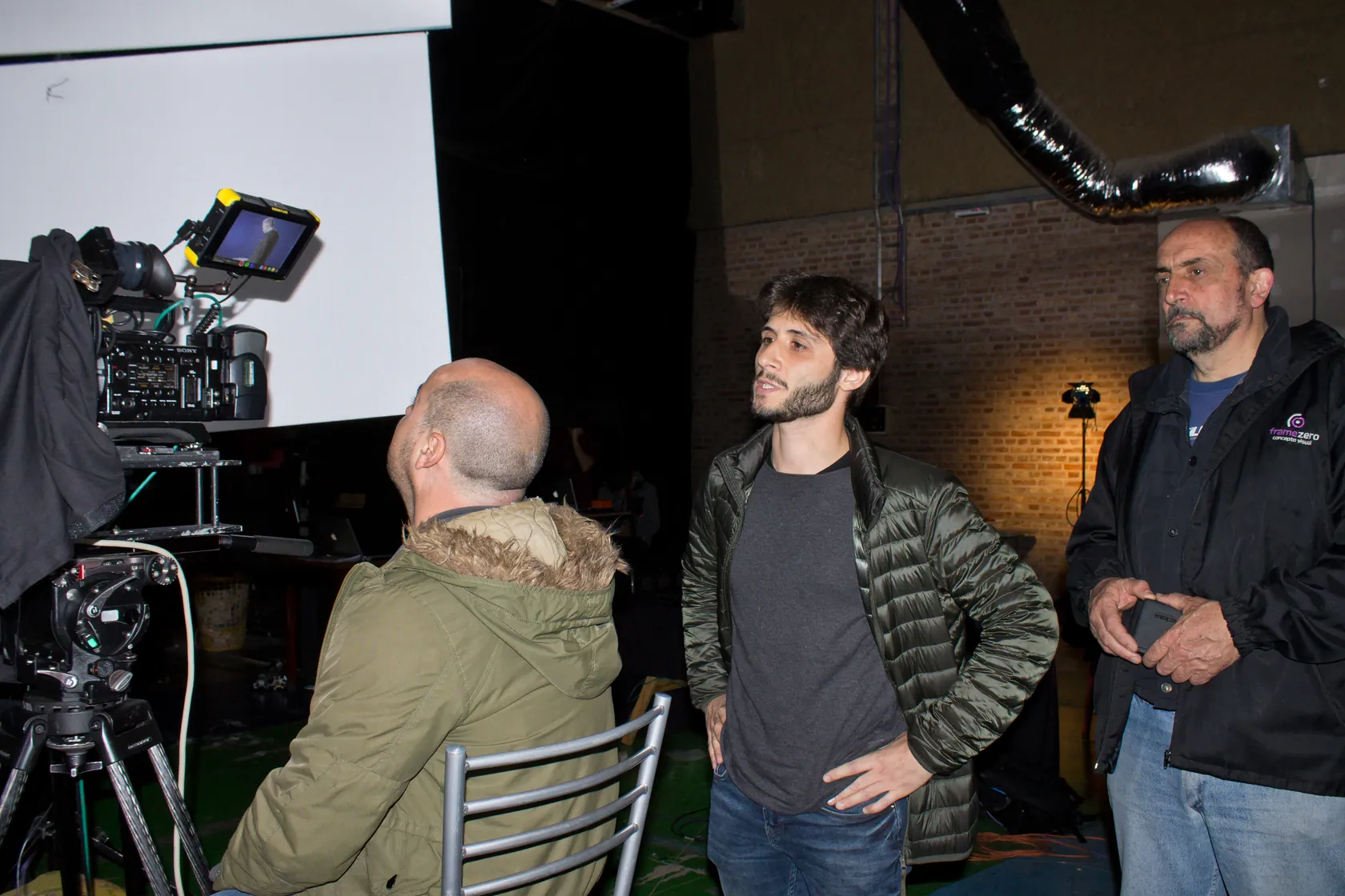 Monitor de set, rodaje nocturno